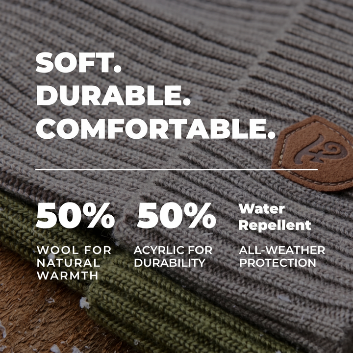 Water Resistant Wool Beanie - Grey
